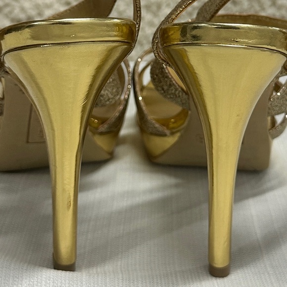 Women’s Fioni Night Open Toe Strappy Heels Gold Glitter Size 8 - Picture 6 of 13